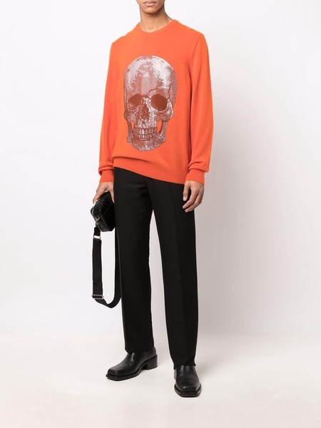 Skull print crewneck sweater