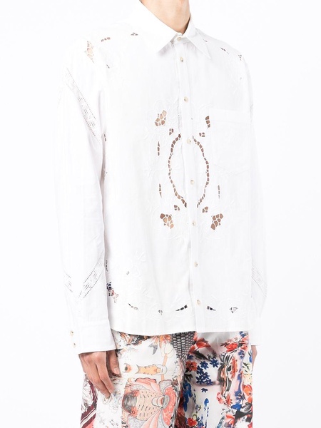 floral embroidered cut-out shirt