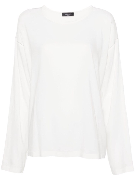 beaded-trim crepe blouse