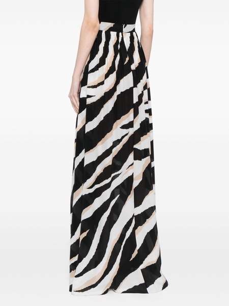 zebra-print silk maxi skirt