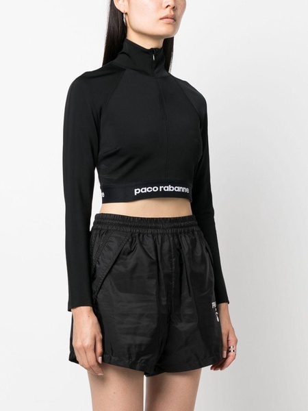 logo-underband half-zip crop top