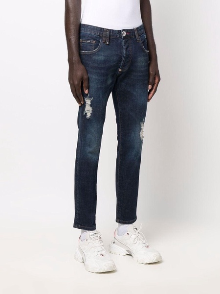 distressed slim fit jeans