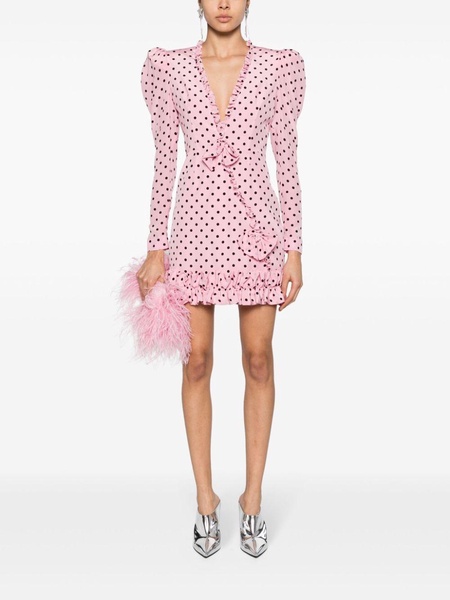 polka-dot silk minidress