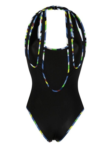 Iride-print cut-out swimsuit