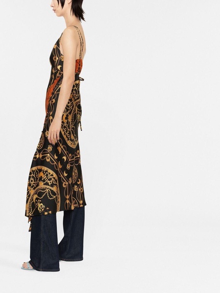 Marine Serre Printed Long Cocktail Silk Dress