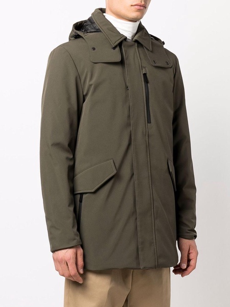 hooded mid-length coat