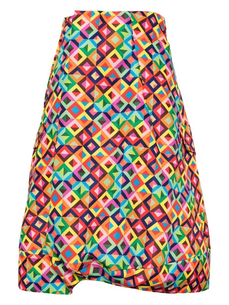 geometric-print asymmetric skirt