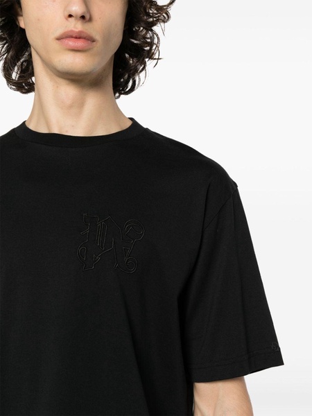 monogram-embroidered cotton T-shirt