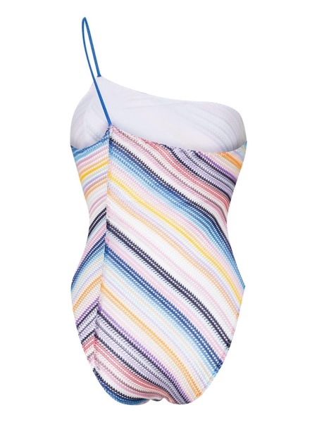 striped open-knit swimsuit