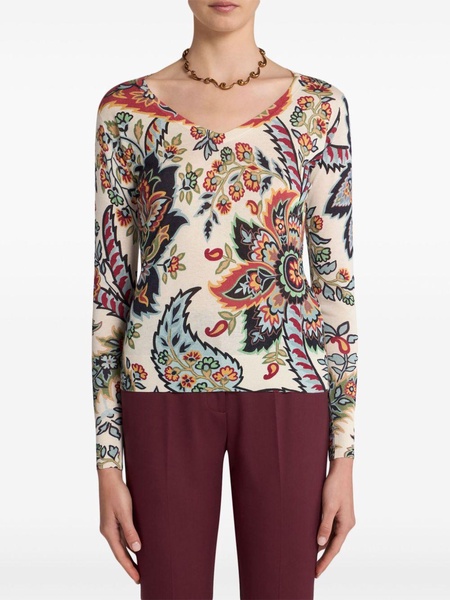 paisley-print knitted top