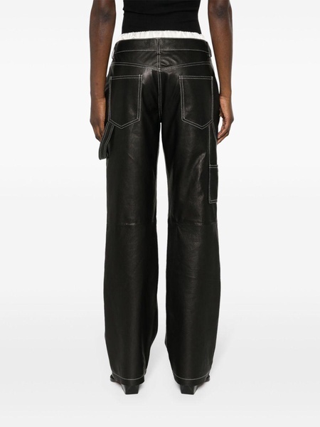 leather straight-leg trousers