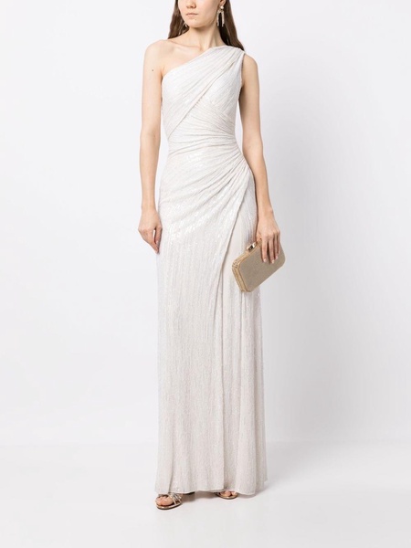 one-shoulder sequin-embellished dress