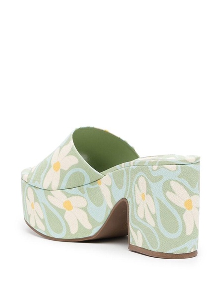 floral-print platform mules