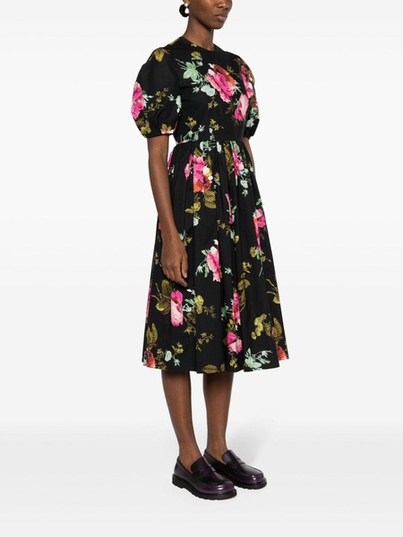 Floral cotton faille midi dress