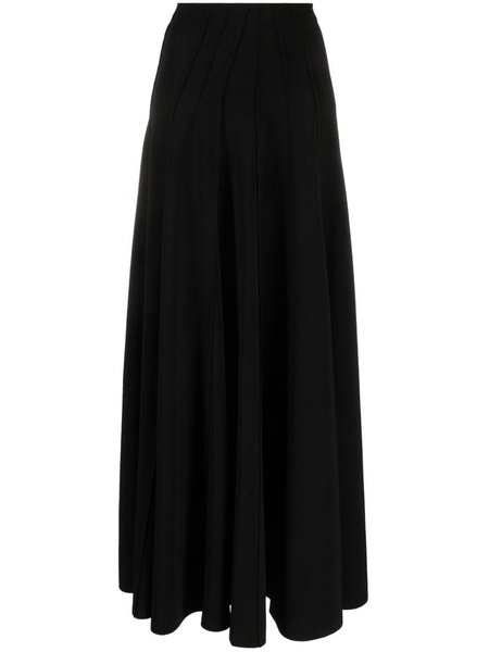 high-waisted pleated maxi skirt