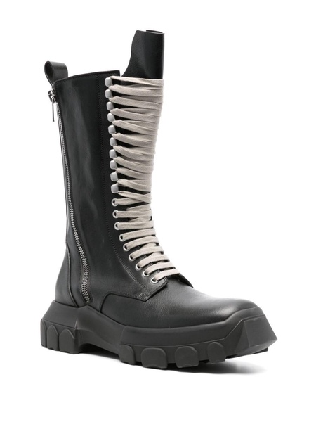 Black Army Tractor Leather Boots