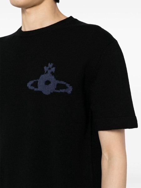 Orb-logo knitted wool-cashmere T-shirt