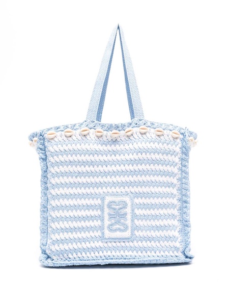 shell-detail crochet tote bag