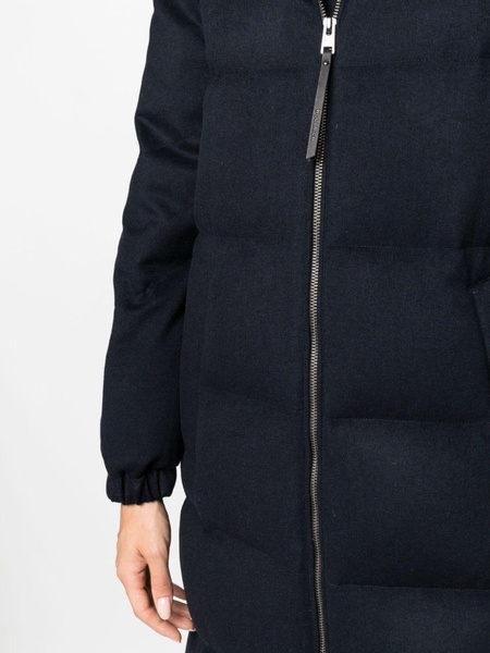 funnel-neck padded wool coat