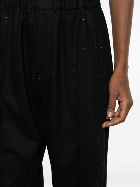 rhinestone-embellished tapered wool trousers