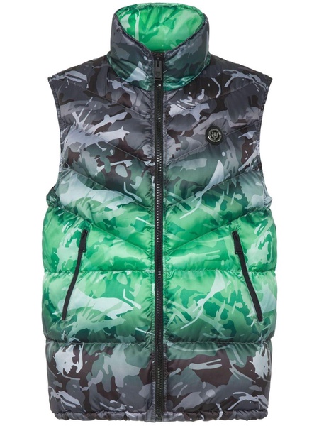 camouflage-pattern padded vest