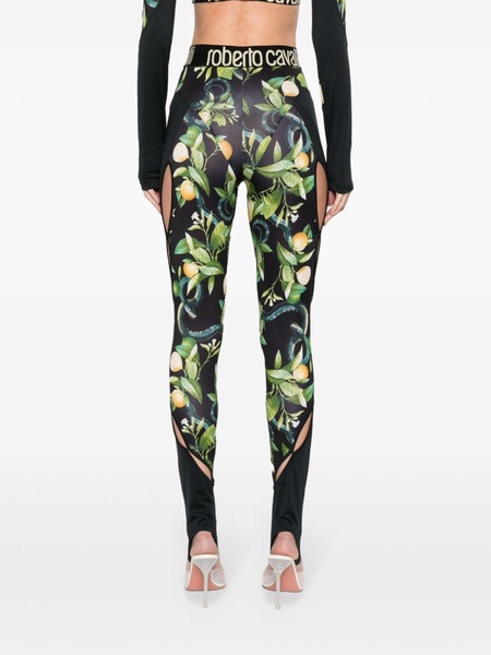 cut-out detailed lemon-print leggings