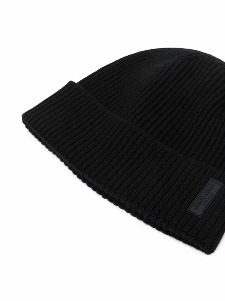 logo-patch cashmere-knit beanie