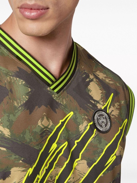 logo-print camouflage tank top