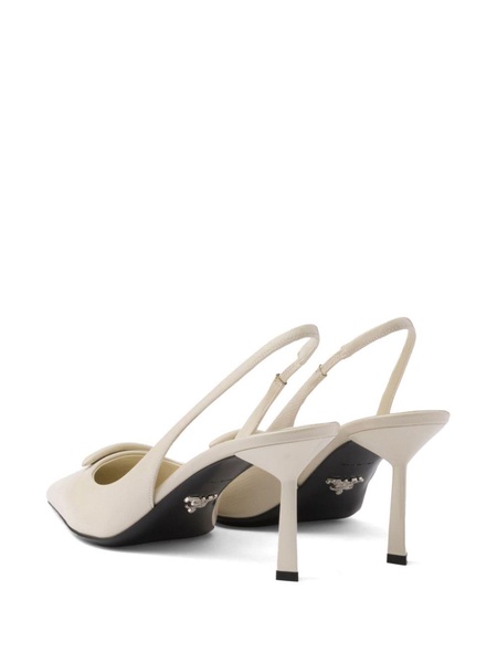 75mm Saffiano leather slingback pumps