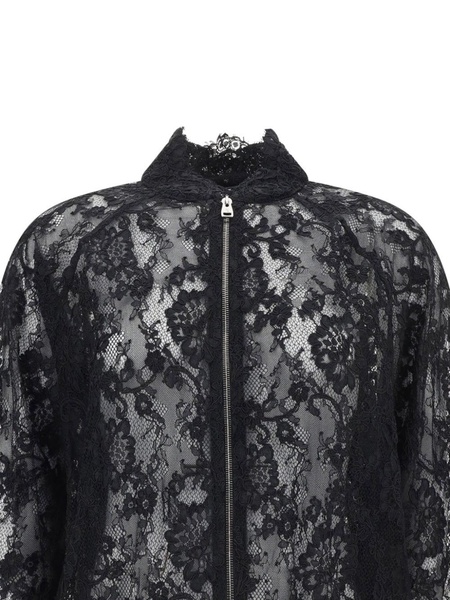 floral-lace bomber jacket