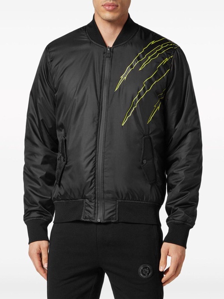 logo-print zipped bomber jacket