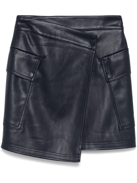 faux-leather wrap mini skirt