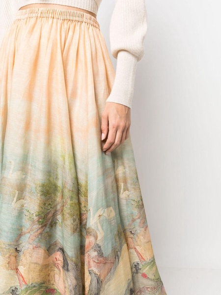 Luminosity painterly-print maxi skirt