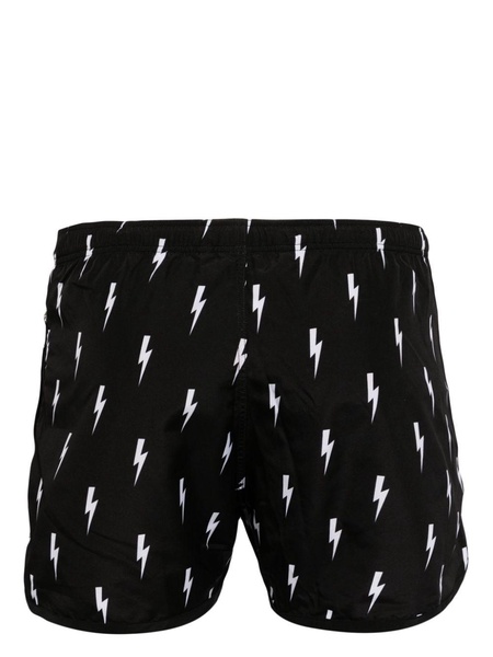 lightning-print swim shorts