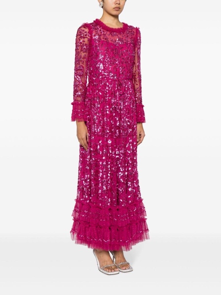 sequinned ruffled maxi dress