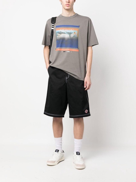 logo-embroidered knee-length shorts