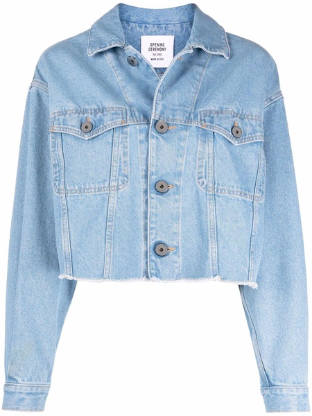 logo-print cropped denim jacket