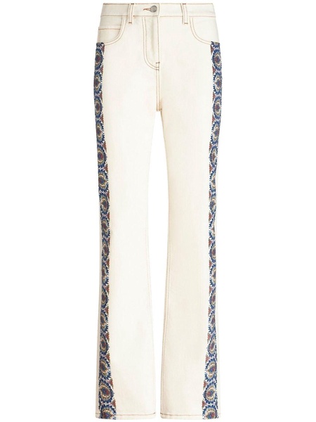 floral-print cotton jeans