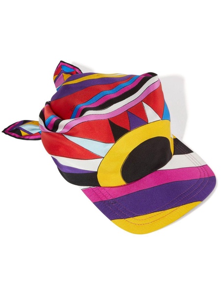 abstract-pattern silk visor hat