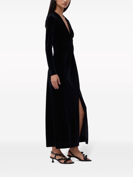 ruched velvet maxi dress