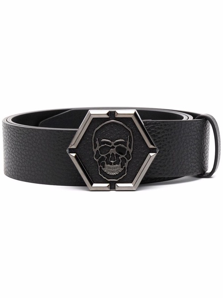 skull buckle leather belt