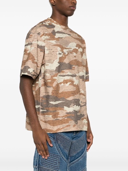 rhinestone-logo camouflage T-shirt