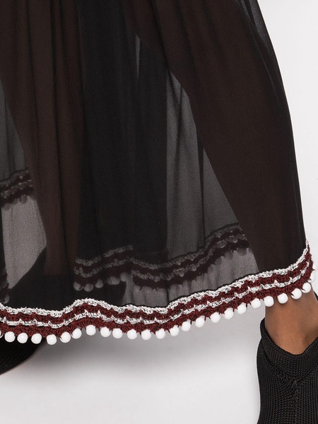 crochet-trim chiffon panel skirt