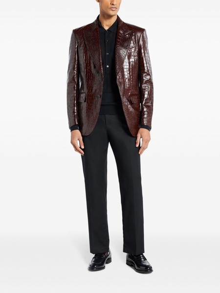 crocodile-embossed leather blazer