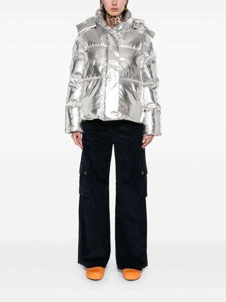 metallic puffer jacket