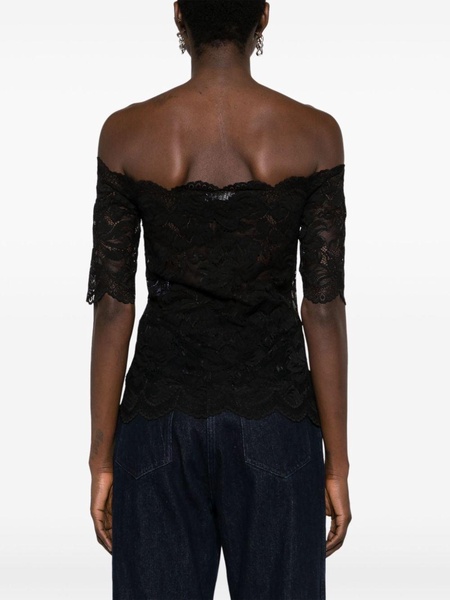 bardot-collar lace top