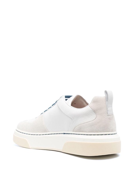 'cassina' Beige Low Top Sneakers With Gancini And Suede Details In Leather Man