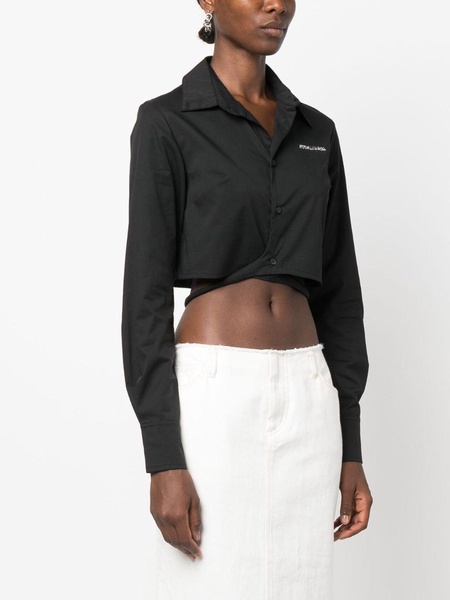 logo-lettering cropped shirt