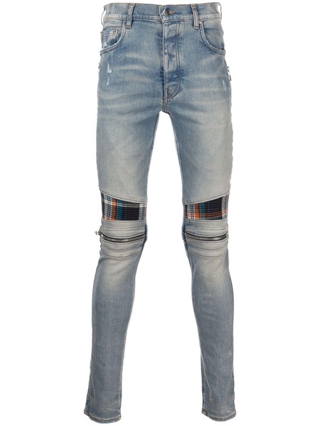 mid-rise contrasting-panel skinny jeans