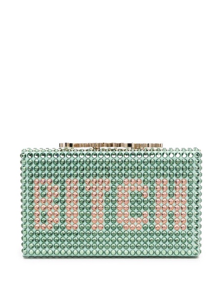 gem-slogan clutch bag